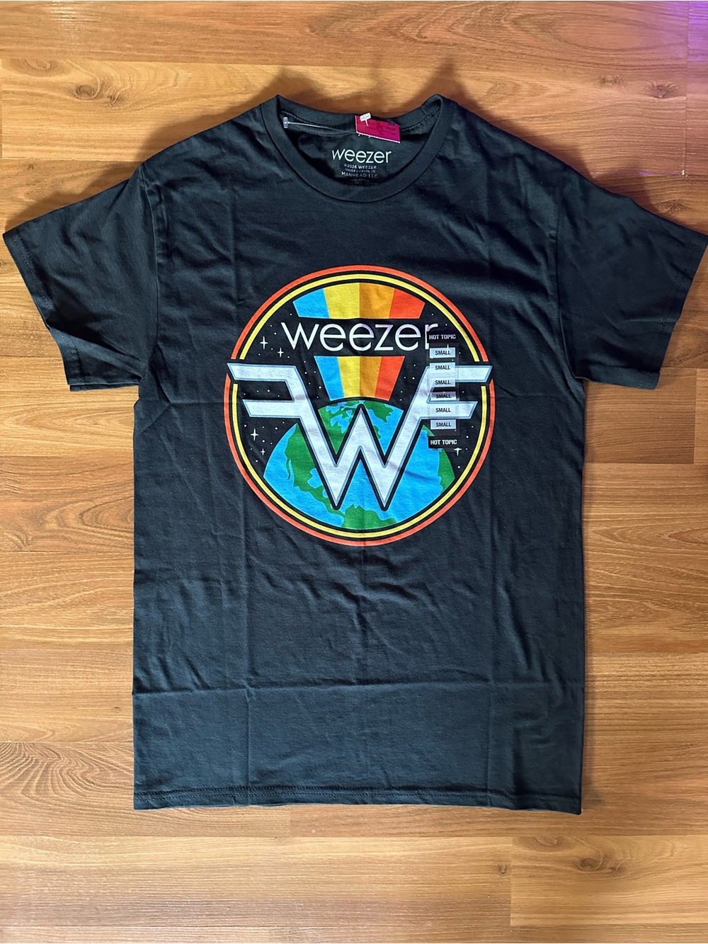 Hot Topic Black Weezer Rainbow Logo Tee